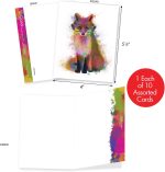 The Best Card Company 10 Mixed Animals Watercolor Greeting Cards Blank with Envelopes Just Because - Image 2